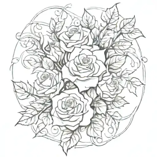 Elijah intertwined in roses an ivy vines tattoo design idea