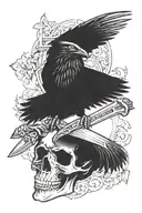 skull, dagger, crow tattoo design idea