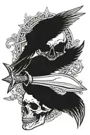 skull, dagger, crow tattoo design idea