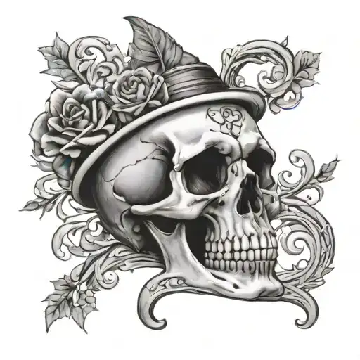 skull "death is certain life is not" tattoo design idea