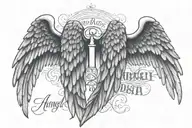 Angel wings in memory of my dead grandpa with  date 1951-2022  tattoo design idea