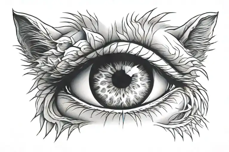 lioness eye inside tattoo design idea