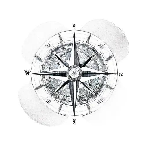 A game controller merged with a compass rose tattoo design idea