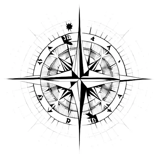 A game controller merged with a compass rose tattoo design idea