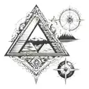 One idea for a tattoo design incorporating pyramids and a compass could be to have a large, detailed pyramid in the cent tattoo design idea
