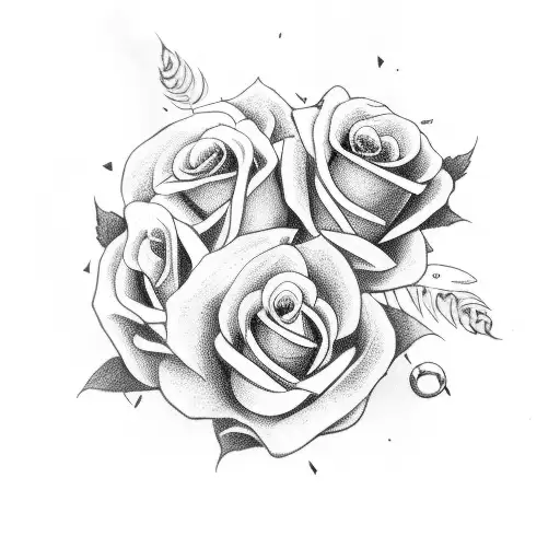 black out sleeve with white ink skulls with white roses tattoo design idea