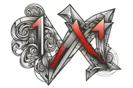 this number 11111, first numbers shape of diamond  with a red shadow (111) and the (11) a simple time roman font tattoo design idea