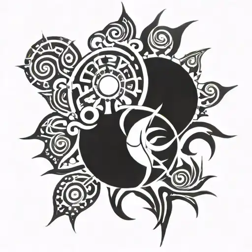 tribal sun tattoo design idea