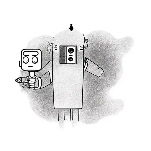 old school style; full body of a man with radio instead of head tattoo design idea