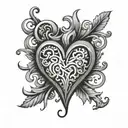 simple  heart with the initials KJM in the middle  tattoo design idea