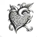 simple  heart with the initials KJM in the middle  tattoo design idea