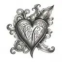 simple  heart with the initials KJM in the middle  tattoo design idea