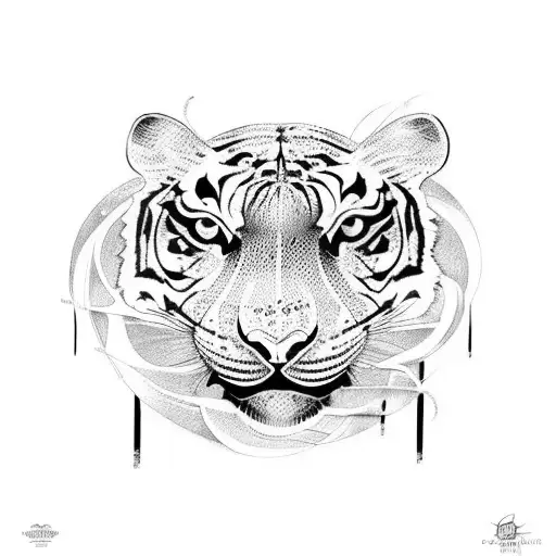 A tribal-inspired design featuring a tiger and a scorpion tattoo design idea