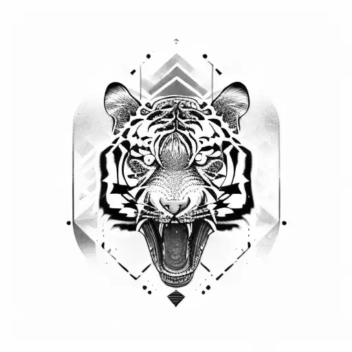 A tribal-inspired design featuring a tiger and a scorpion tattoo design idea