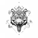 A tribal-inspired design featuring a tiger and a scorpion tattoo design idea