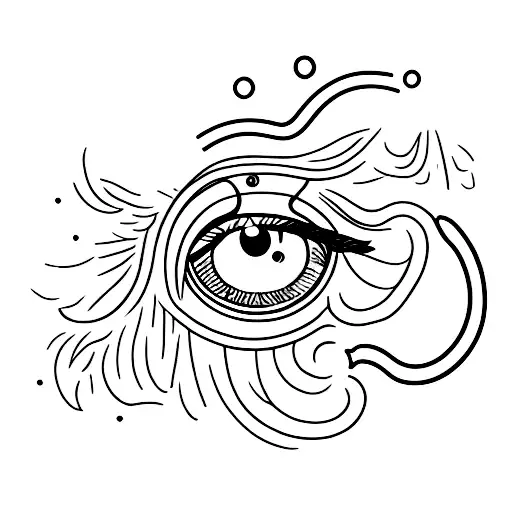 Eye without eyebrows and lashes tattoo design idea