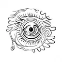 Eye without eyebrows and lashes tattoo design idea