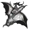 bat hanging upside tattoo design idea