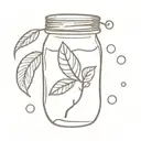 single coffee bean an ice cube and iced coffee in a mason jar  tattoo design idea
