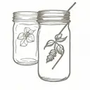 single coffee bean an ice cube and iced coffee in a mason jar  tattoo design idea