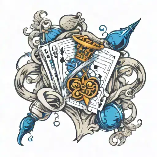 Royal Flush with a Blue note intertwined tattoo design idea