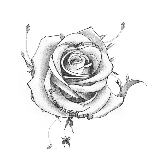 Rosary with Roses and deuces fingers tattoo design idea