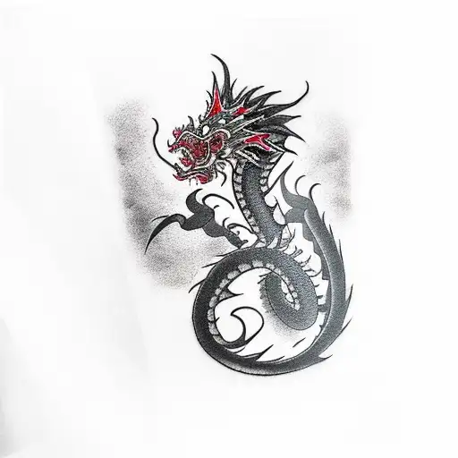 black Japanese dragon bicep tattoo  tattoo design idea