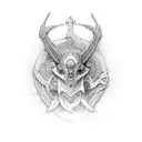 Intricate weapon design inspired by religious motifs tattoo design idea