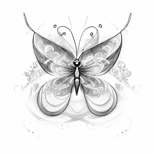 butterfly swim with storm cloud with lighting in the back tattoo design idea