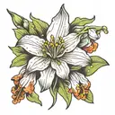 snowdrop Lilly Poppy daffodil bud wrapped tattoo design idea