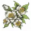 snowdrop Lilly Poppy daffodil bud wrapped tattoo design idea