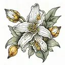 snowdrop Lilly Poppy daffodil bud wrapped tattoo design idea