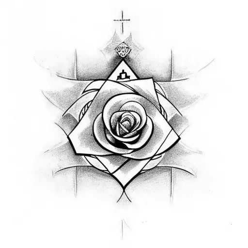 A tattoo design combining the Malta cross, the ankh cross and roses tattoo design idea