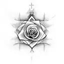 A tattoo design combining the Malta cross, the ankh cross and roses tattoo design idea