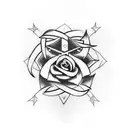 A tattoo design combining the Malta cross, the ankh cross and roses tattoo design idea