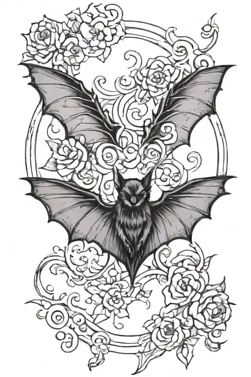 gothic bat  tattoo design idea