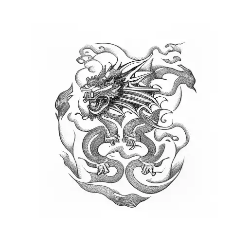 Dragon tiger dove tattoo design idea