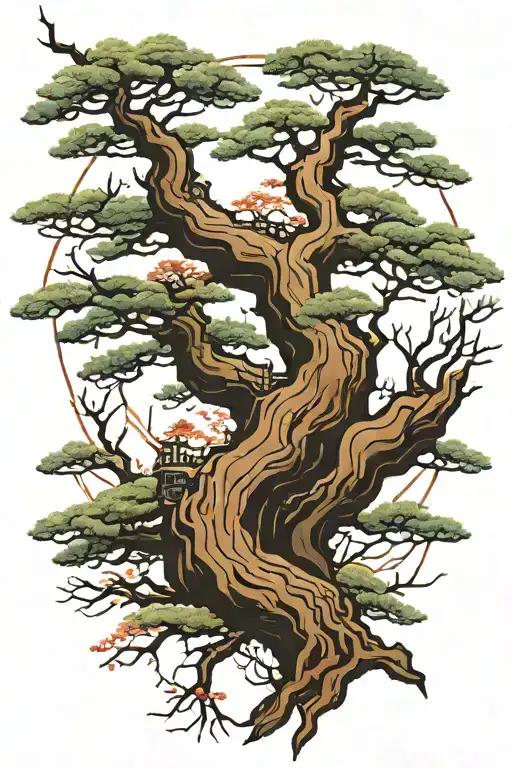 Chinese Pine Tree  tattoo design idea