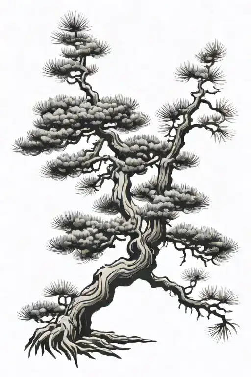 Chinese Pine Tree tattoo design idea