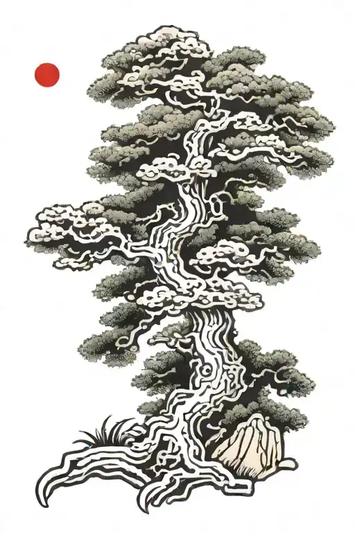 Chinese Pine Tree tattoo design idea