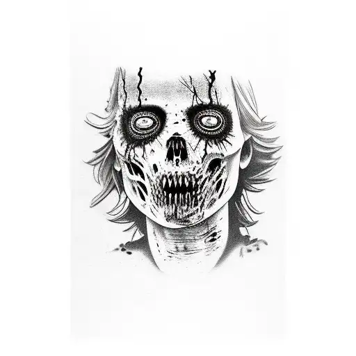 Walking Dead Clementine half sleeve black and white with pops of color HD realism tattoo design idea