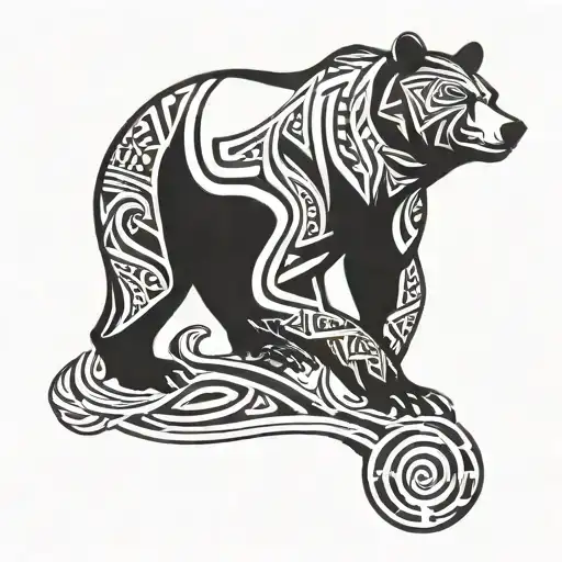 bear walking tattoo design idea