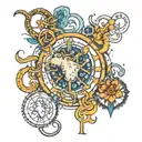 Leo, Gemini, Aries, Libra, Pisces zodiac symbol tattoo design idea