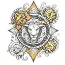Leo, Gemini, Aries, Libra, Pisces zodiac symbol tattoo design idea