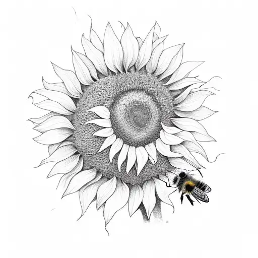 sunflower with bees tattoo design idea
