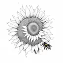 sunflower with bees tattoo design idea