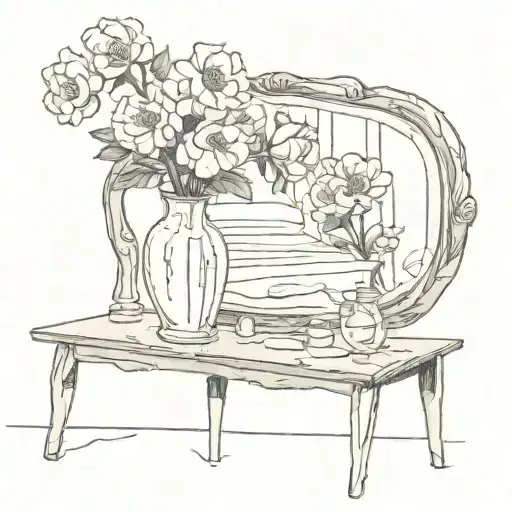 a vase sees her reflection on the mirror as broken  tattoo design idea