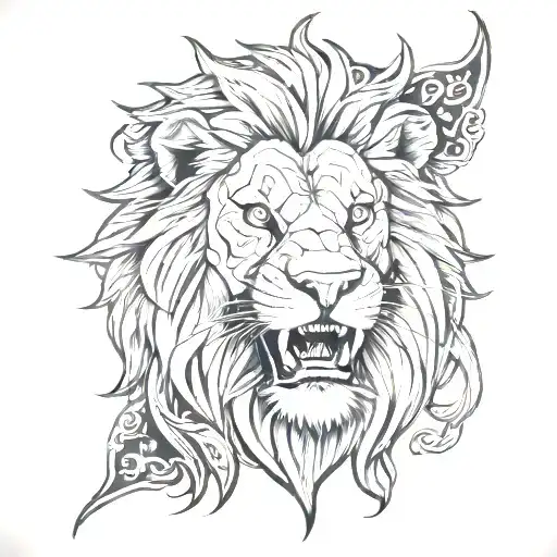sin of pride lion tattoo design idea