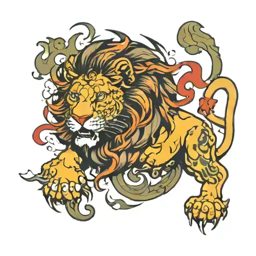 sin of pride lion tattoo design idea