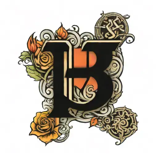 H B letters tattoo design idea
